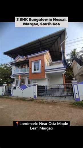 Goa Property Bazaar | Investment | Real Estate | Goa Property 🏠| on Instagram: "3 BHK Bungalow in Nessai, Margao, South Goa 📍Landmark: Osia Maple Leaf, Margao 📐 Plot Area: 195 sqmt 📐 Built-up Area: 157 sqmt 💰Price: ₹1.75 Cr *Stamp, Registration, Legal fees applicable 🏖️ 25 mins from Benaulim Beach 🏖️ 25 mins to Varca Beach - Fully Furnished - 1+ years old property - Ground + 1 Floor - 3 Bedrooms ( 2 Master Bedrooms ) - 2 Living Room - Teak wood panelled doors - Beds, Sofa set, Dining tabl