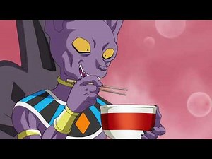 Beerus eats ramen on beerus planet