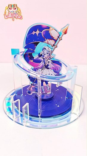 Acrylic standees made with holographic panels are stunningly beautiful！🤩💓 For high-end acrylic product customization, come to Lollipopins #fyp #merch #customize #manufacturing #customization #lollipopins #artistalley #custom #manu #artist #art #acrylic #charm #standee | Lollipopins