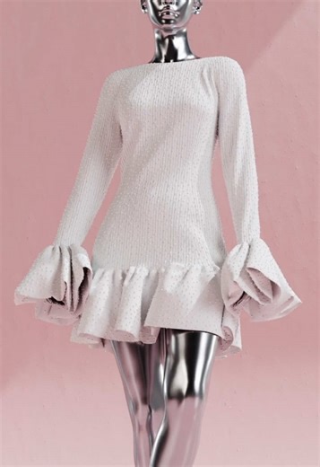 I created this white dress in CLO3D and rendered it in Blender, adding tiny pearls and a soft blush-pink background.🪡🧵🤍 #CreatewithCLO #CLO3D #Blender3D #patternmaking #whitedress @CLO3D @Blender