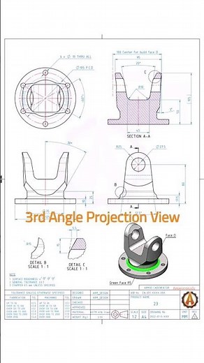 3rd Angle of Projection View #solidworkstutorial #design #drawing #caddesign