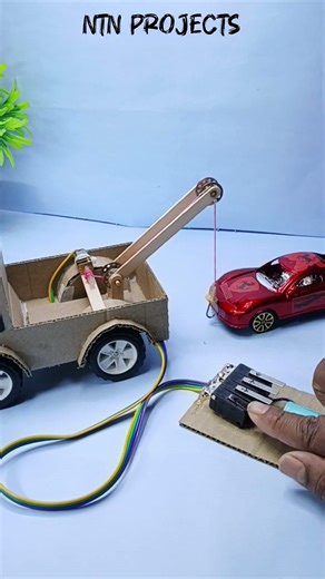 DIY ⚡ Towing Truck with DC Motor Working Project with remote control operating 🔌 #schoolproject