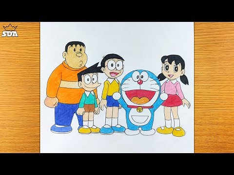How to draw Doreamon and his friends || Doraemon and his friends drawing easy