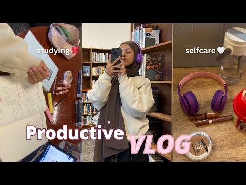 Productive day in my life 🎧📚study with me | period kit | slice of my life | aesthetic vlog