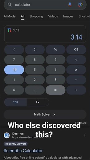 google calculator π easter egg