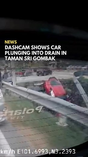 A car, believed to have been driven recklessly, crashed into a drain in Taman Sri Gombak yesterday, 2 November. Dashcam footage shared on Facebook shows the car speeding and overtaking another vehicle before losing control and plunging into the drain. The video quickly circulated online, sparking discussions about road safety and reckless driving. According to Kosmo, the condition of the driver involved is currently unknown. Follow @saysdotcom for more news updates. 🎥: Beevin Tan (Facebook) #SA