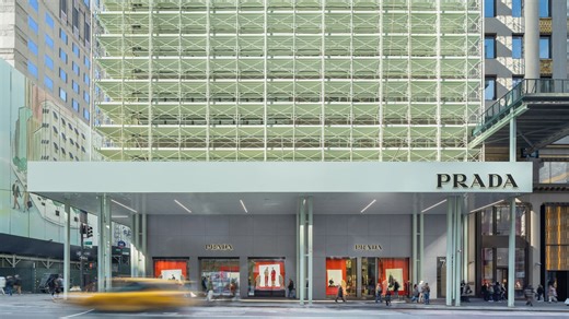 Prada plays on typical New York scaffolding with installation
