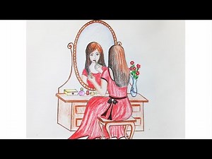 How to draw scenery of dressing table Step by step || Art video