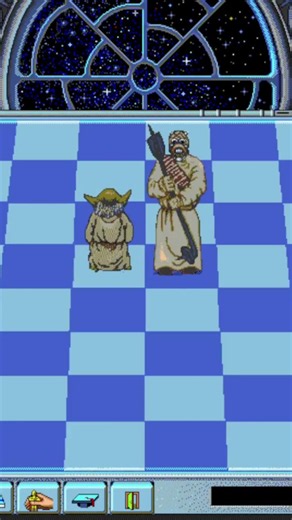 STAR WARS Chess - Yoda(Rook) vs. Tusken(Knight) - Fight - Light Side - MS-DOS #starwars #chess