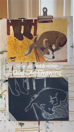 Oil Pastel Dog Life Drawings 🖍️