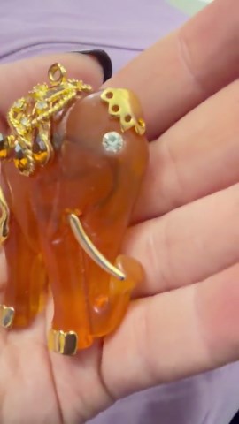Elephant Brooch Lucite Amber Tone Rhinestone Pendant Pin Good Luck 2.25” - Etsy