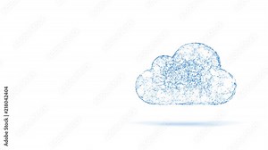 cloud computing, tech animation of cloud symbol from the chaotically slow moving connected points, cloud technology concept, seamless loop animation