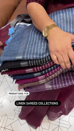 Pure linen sarees collections booking starts.product code: 7130 | Iha Designs - The Big Boutique