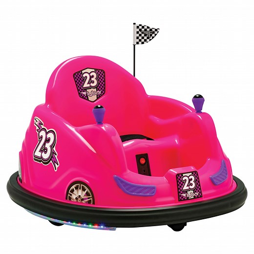 Flybar 6V Bumper Car, Battery Powered Ride On, Fun LED Lights, Includes Charger, Maximum Speed 1 MPH, Pink