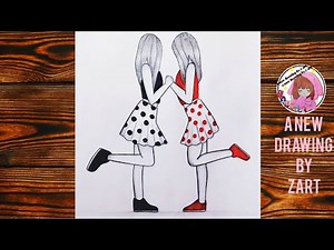 How to draw best friends step by step | Best friends drawing tutorial