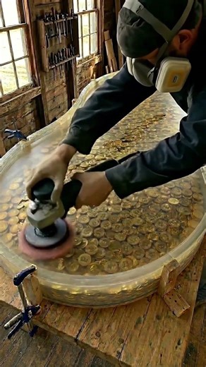 Satisfying DIY Luxury Epoxy Resin Coin Table Pour! 🪙✨