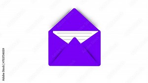 Email Icon. Open envelope with letter. Mail and messaging icon in flat style. Stock Video