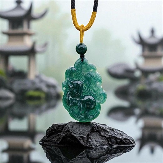 Hand-carved Jade Nine-tailed Fox Pendant, Jade Fox Pendant, Jade Fox Necklace, Chinese Mythology Jewelry - Etsy