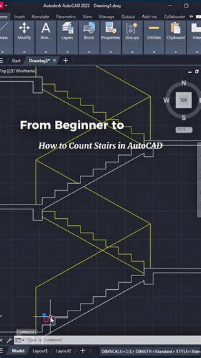 From Beginner to PRO: How to Count Stairs in AutoCAD ⚡️ #autocad #autocadtutorial #autocadtricks #autocadtips #interiordesign | TISA Architecture