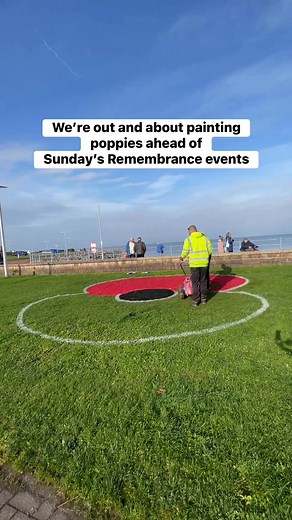 38K views · 400 reactions | Painting poppies ahead of Remembrance Sunday events. #RemembranceSunday #wewillrememberthem The paint used is water-based and the same used for football pitch line markings. | Lancaster City Council | Facebook