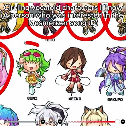 Circling vocaloid characters that I know