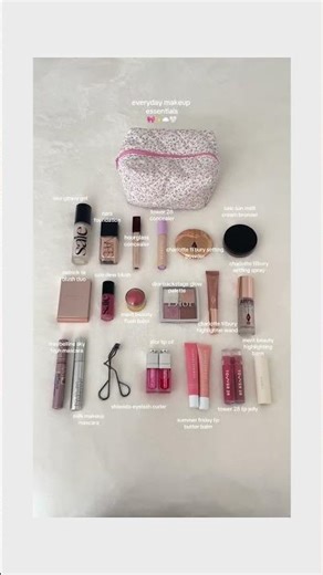 Peek link in bio inside my makeup bag for daily essentials! 🎀