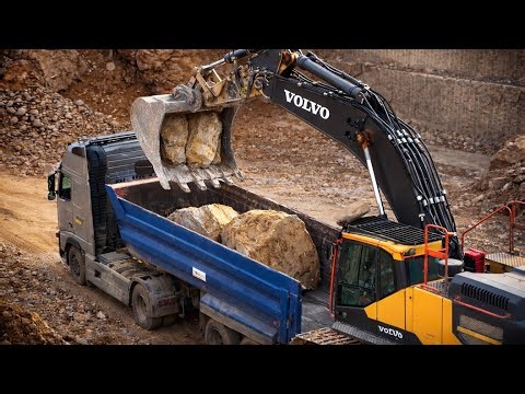 Volvo EC380EL Excavator Loading Giant Rocks | Expert Operator at Work