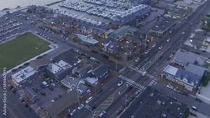 Drone hovering over the Long Beach Island along the Atlantic Ocean coast of Ocean County, New Jersey
