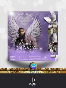 Memorial Funeral Announcement Flyer, Funeral Flyer Template, Celebration of Life Flyer, Rest in Peace Flyer, Instant Download Canva Editable - Etsy
