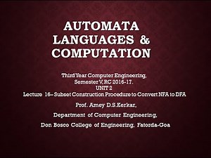 UNIT2 LECTURE 16 SUBSET CONSTRUCTION TECHNIQUE (NFA TO DFA CONVERSION)