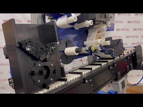 LabelMill LM5000 Rollerbed Conveyor w/ Automatic Print & Apply Label Applicator for Pre-Roll Tubes