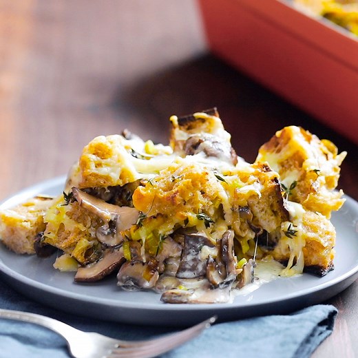 Gruyere & Mushroom Bread Pudding