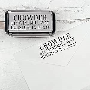 Self Inking Modern Address Stamps | Custom Return Address Stamper (Magazine Serif, Xtra Wide)