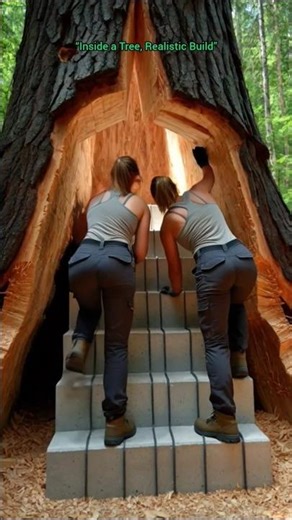 Two Girls Create a Cozy Room Inside a Hollow Tree #luxurybunker #cozyhouse