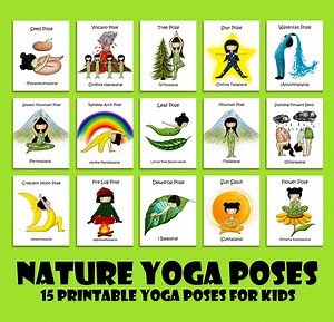 Nature Yoga Cards for Kids- 15 Printable Yoga Poses Cards for Classroom, Studio & Home - Etsy