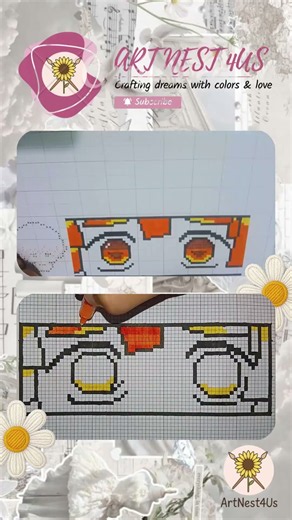 ✨ I Turned a Simple Grid Into Cute Pixel Art! 🎨 | Satisfying Drawing Process