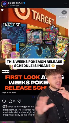 This week’s Pokémon release schedule is insane! For the week ending November 21st we have Phantasmal Flames continuing its rollout with ETBs, Blisters, Booster Boxes and even some UPC drops. On top of that, we may finally get the official English reveal for Mega Dream. Are you hyped for the new Mega Dream set? 🤔 PluggedInn Premium stays locked in with instant alerts, early links, in-store stock checker, and autocheckout so members can grab every restock without stressing! Comment ‘Help’ down be