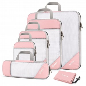Gonex 6 Set Compression Packing Cubes Mesh Luggage Organizers for Travel Accessories Suitcase Storage Bags Set