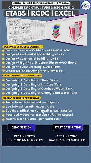 ETBAS Live Training Program B20 - P1 #etabs #etabstutorial #rccdesign #safe #structuredesign