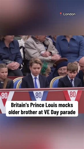 Prince Louis made fun of his brother George flicking his hair during Victory in Europe Day commemorations in London. | CBS News