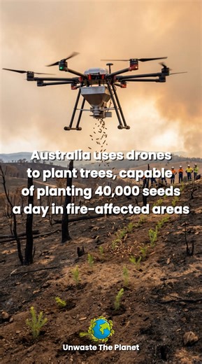 Australia is now deploying drones to plant trees—particularly in regions devastated by bushfires—with each drone capable of planting up to 40,000 seeds per day. This technology-driven method is restoring large, damaged ecosystems at a scale and speed that traditional tree-planting methods cannot match, a crucial advantage as climate change continues to intensify the frequency and severity of wildfires. The innovation lies in aerial drones equipped with biodegradable seed pods that contain native