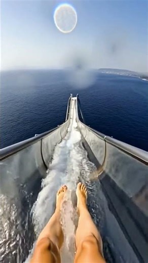 POV: Extreme Transparent Water Slide Above Deep Blue Sea 😱 #pov #glassslide #waterslide #water