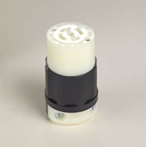 Leviton 2523 20 Amp, 277/480 Volt 3PY, NEMA L22-20R, 4P, 5W, Locking Connector, Industrial Grade, Grounding - Black-White