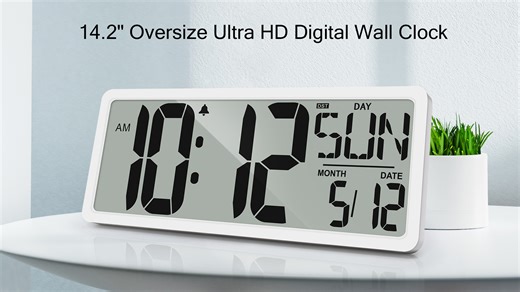 Watch Large Digital Wall Clock 14.2 Inch Digital Alarm Clock on Amazon Live