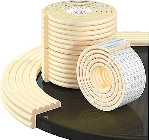 Multifunctional Foam Baby Safety Edge & Corner Covers Guards,Child Safety Bumper Strip,Baby Proofing Edge Protector,Suitable for Glass Table,Furniture,Fireplace,DIY 6.5 Ft/2m (Beige)