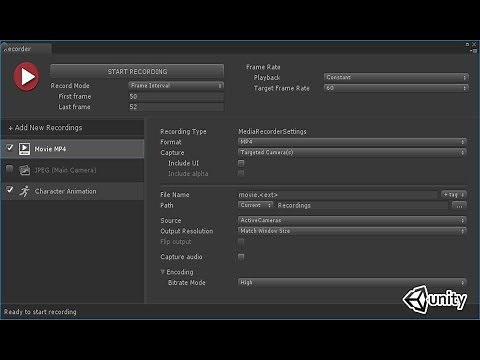 Unity Recorder 1.0 Enregistrer vos cinématiques de jeux