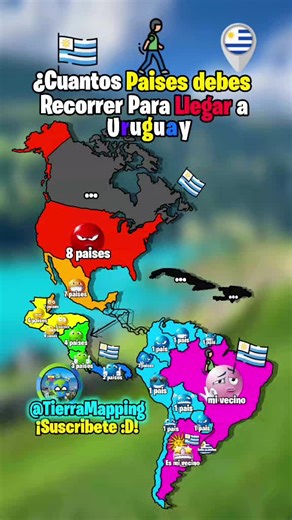 ¿Cuántos países debes cruzar para llegar a Uruguay?
