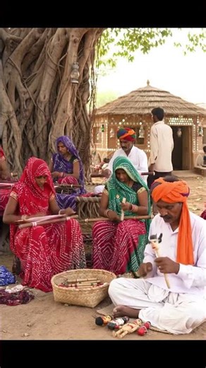 Traditional Rajasthani Art | Men and Women Creating Cultural Masterpieces Together" #indianart