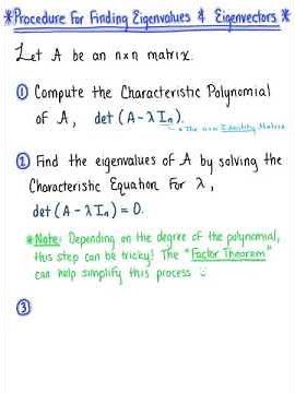 Procedure for Finding Eigenvalues & Eigenvectors of nxn Matrices