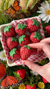 These strawberry inspired brownie bites are as yummy as they are cute ❤️🍓 Directions: Bake brownies in silicone strawberry mold (grease well beforehand) at 350F for 18 mins on a sheet pan. Once cool remove brownies from the mold. Add green melts to the stem and yellow melts to the seeds. Once both parts are set top with red melts. Add brownie inside and place in the freezer for 5 mins for chocolate to set faster. Remove brownies from the mold and serve in a berry basket. | All Things Jamie